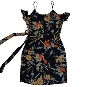 XS 3/$15 NWT Floral Wrap Dress black